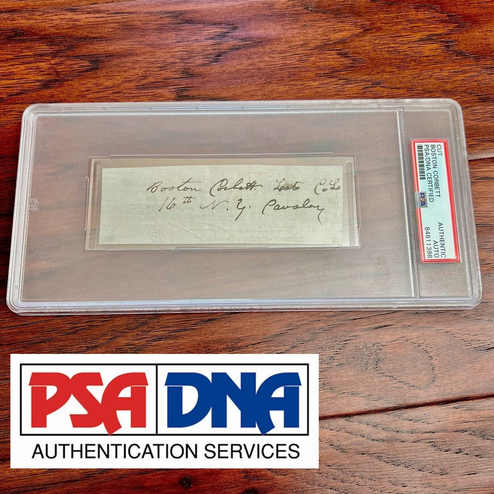 BOSTON CORBETT * PSA/DNA * Autograph Abraham Lincoln Avenger Signed * Shot Booth