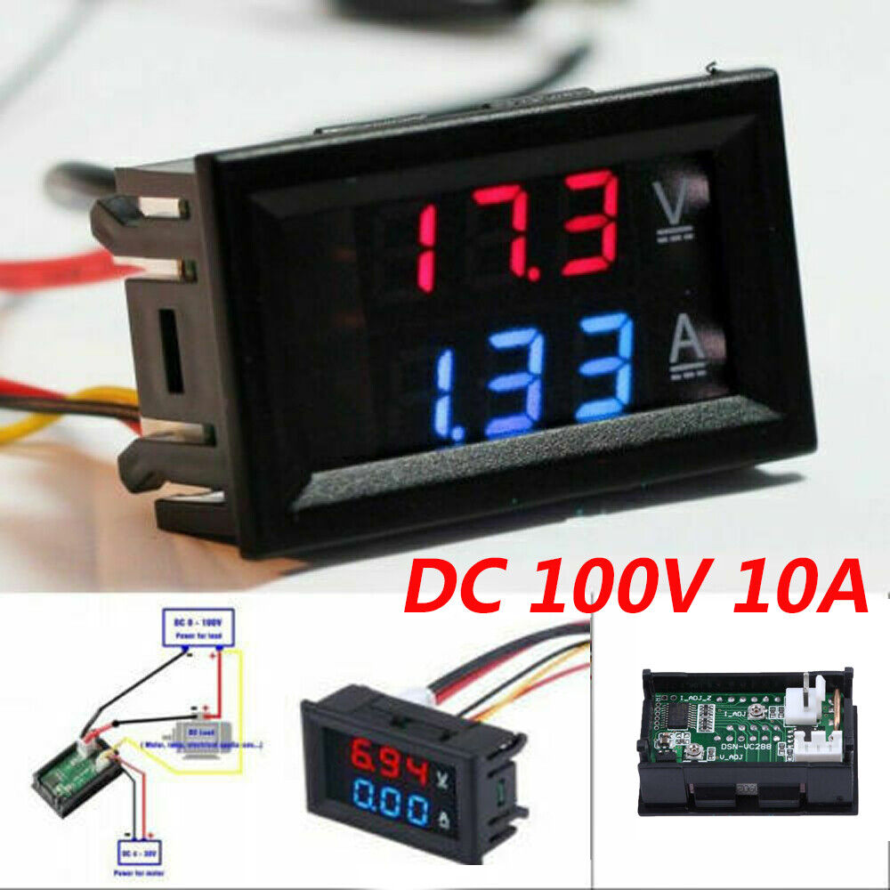 DC 100V 10A Voltmeter Ammeter Dual Color 3-digits Display Volt Amp Meters Gauges