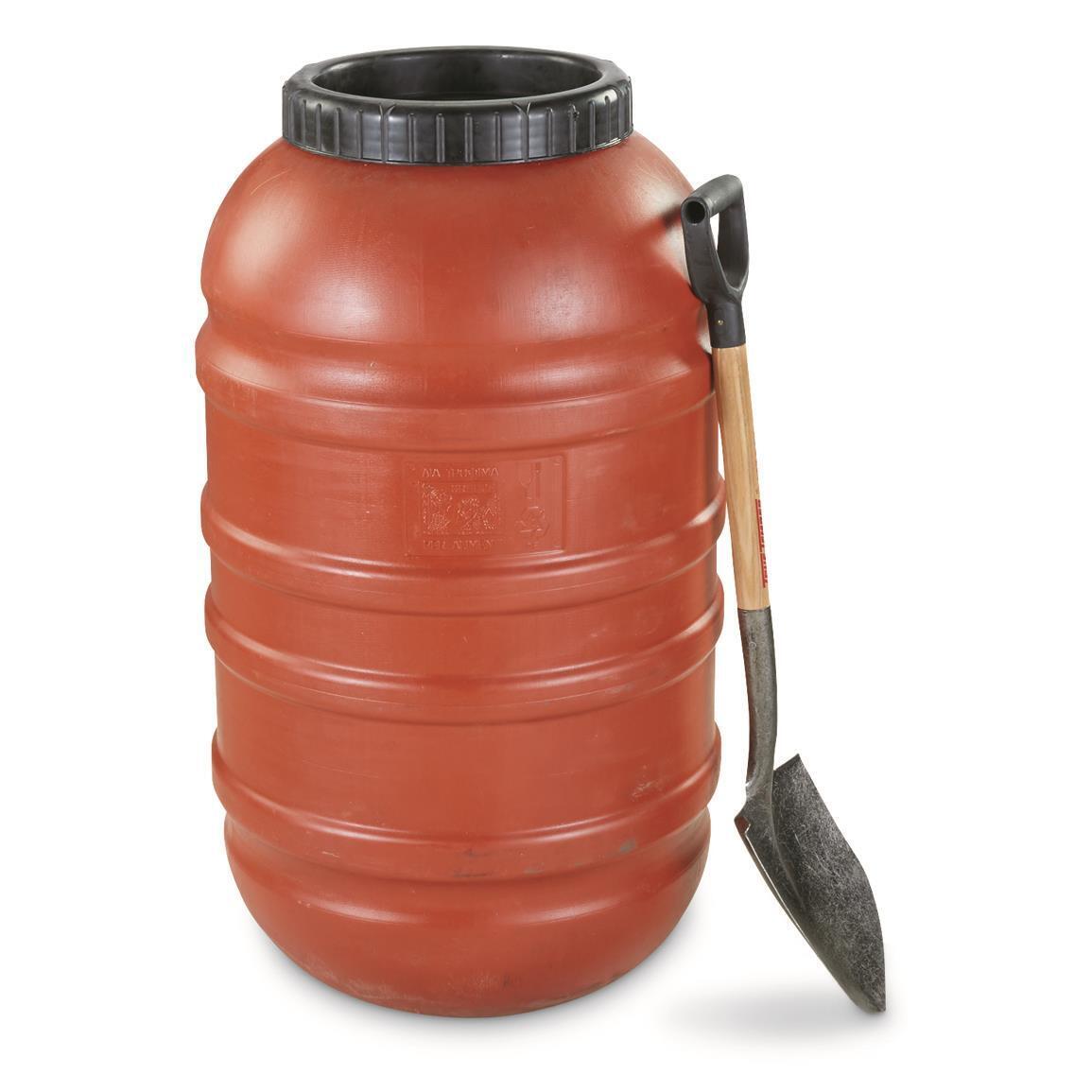 Used U.S. Military Surplus Waterproof Food Grade 58 Gallon Barrel, Orange