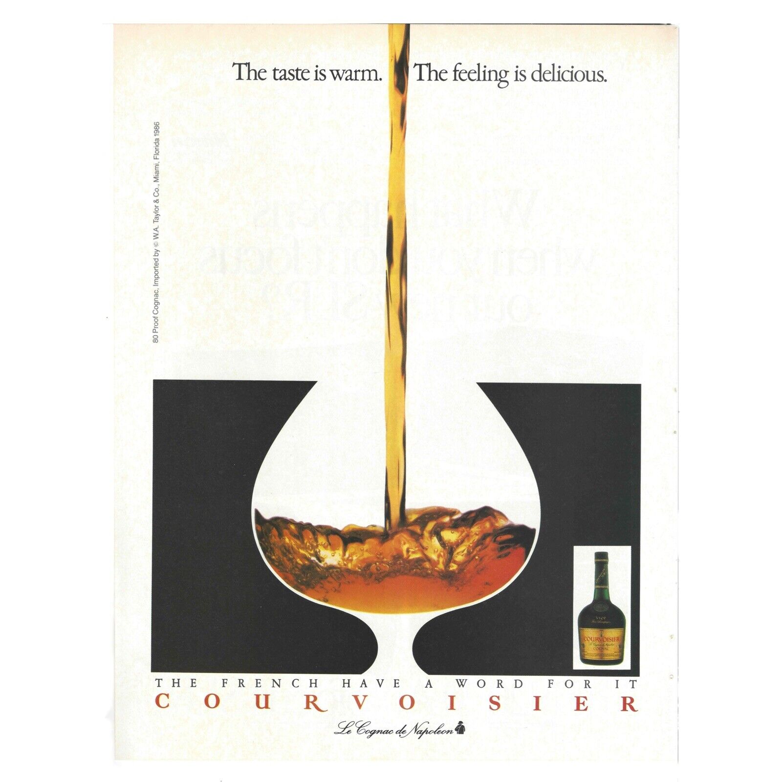 Courvoisier Cognac Print Ad 1986 Vintage 80s Retro Alcohol France 8.25x11”