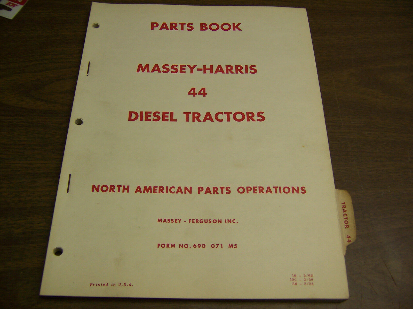 12329 Massey Harris dealer Repair parts list 44 diesel tractor