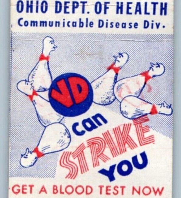 Syphilis VD Can Strike You Ohio Department Health Matchbook Cover MBC1P Bowling