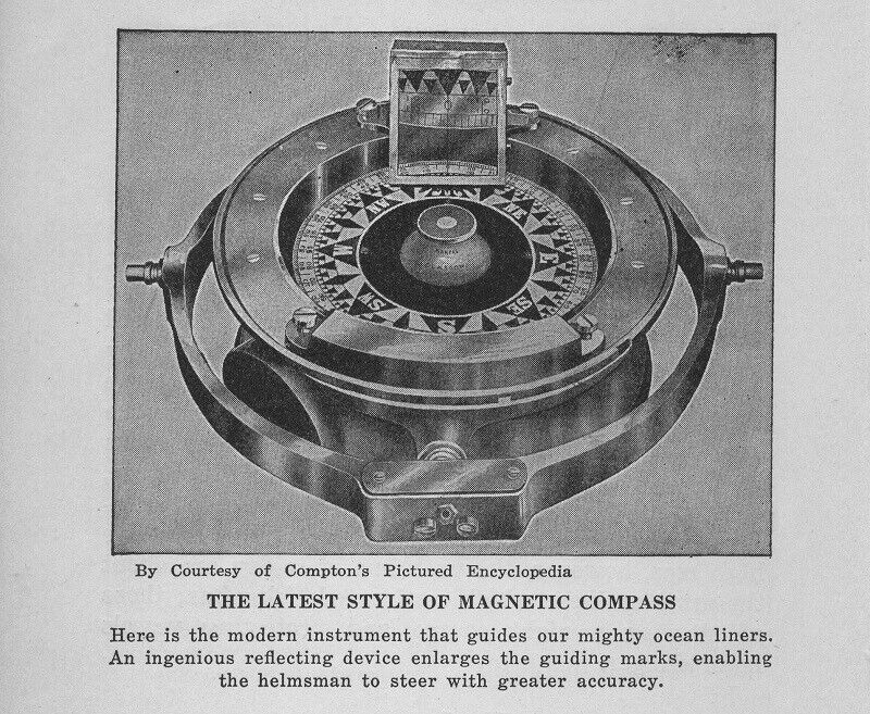 1926 Print * Latest Style of Magnetic Compass Instrument Ocean Liners Steering