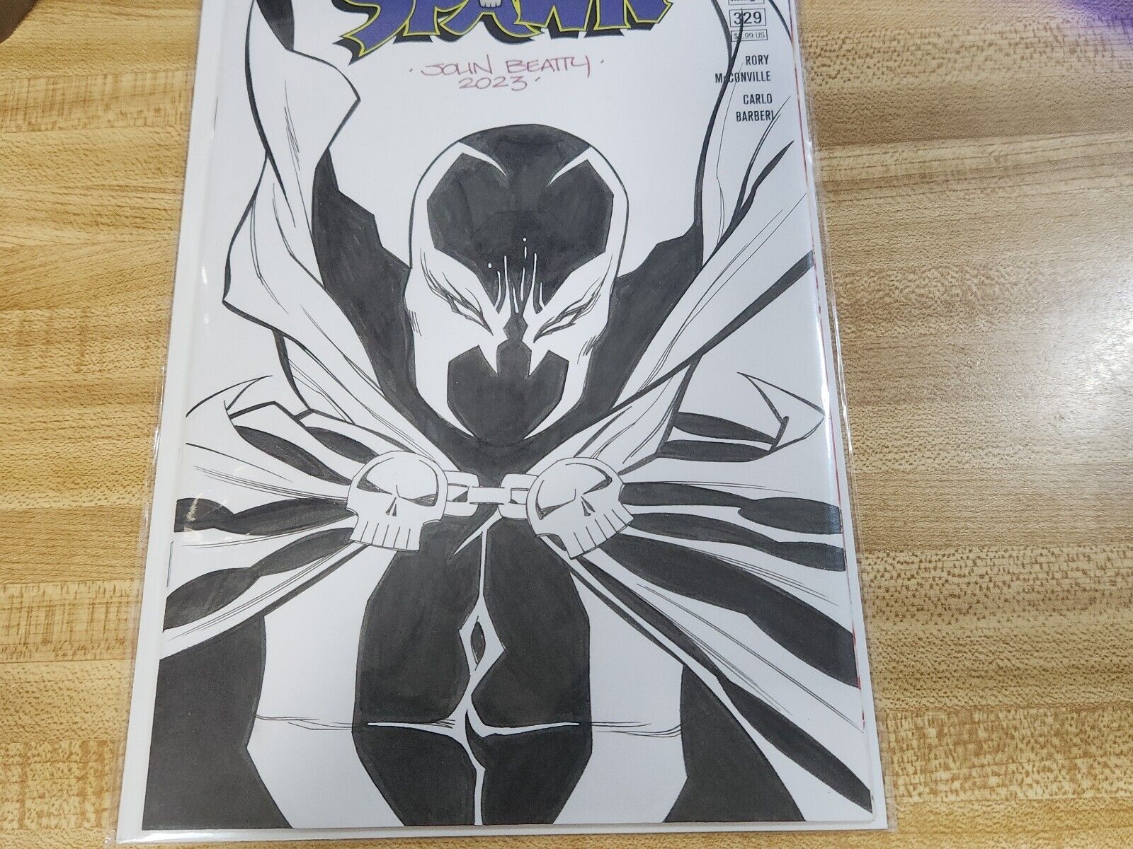 SPAWN SKETCH COVER BLANK SIGNED & SKETCHED JOHN BEATTY 1/1 W/COA. FINAL PRICE