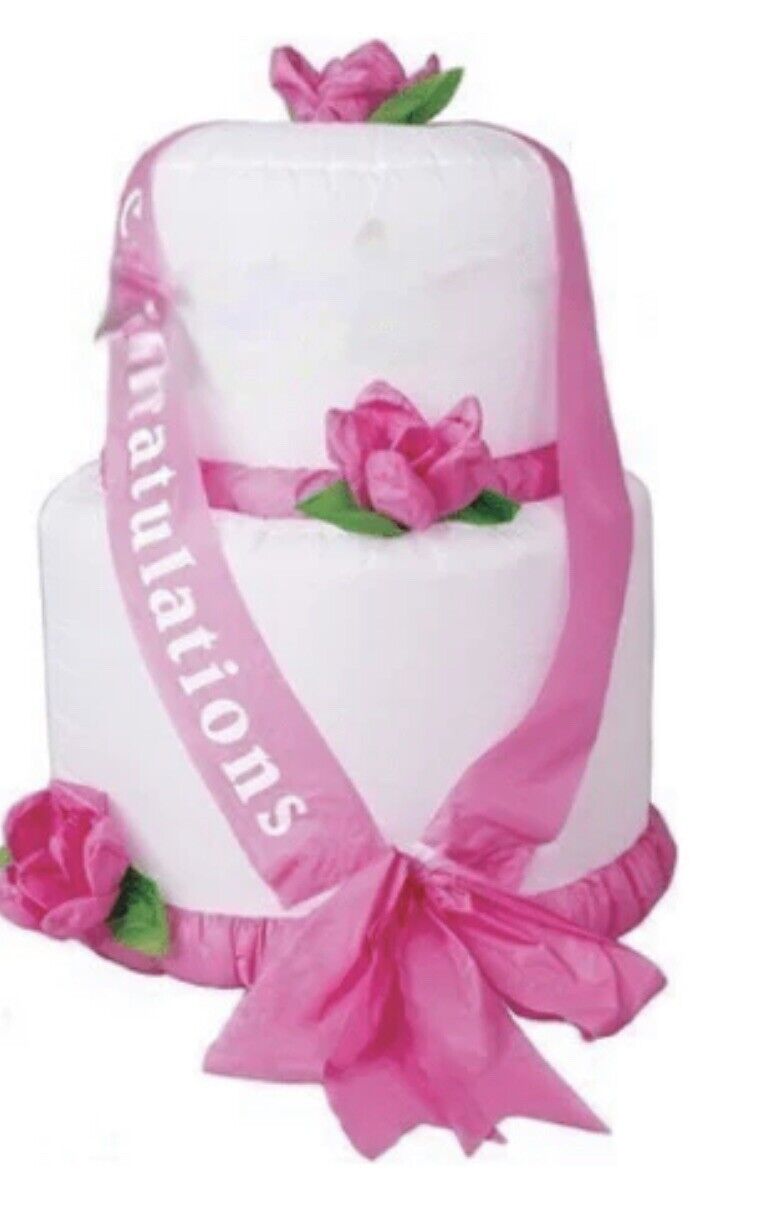 Gemmy Industries Inflatable Wedding Cake 4 Foot Pink And White