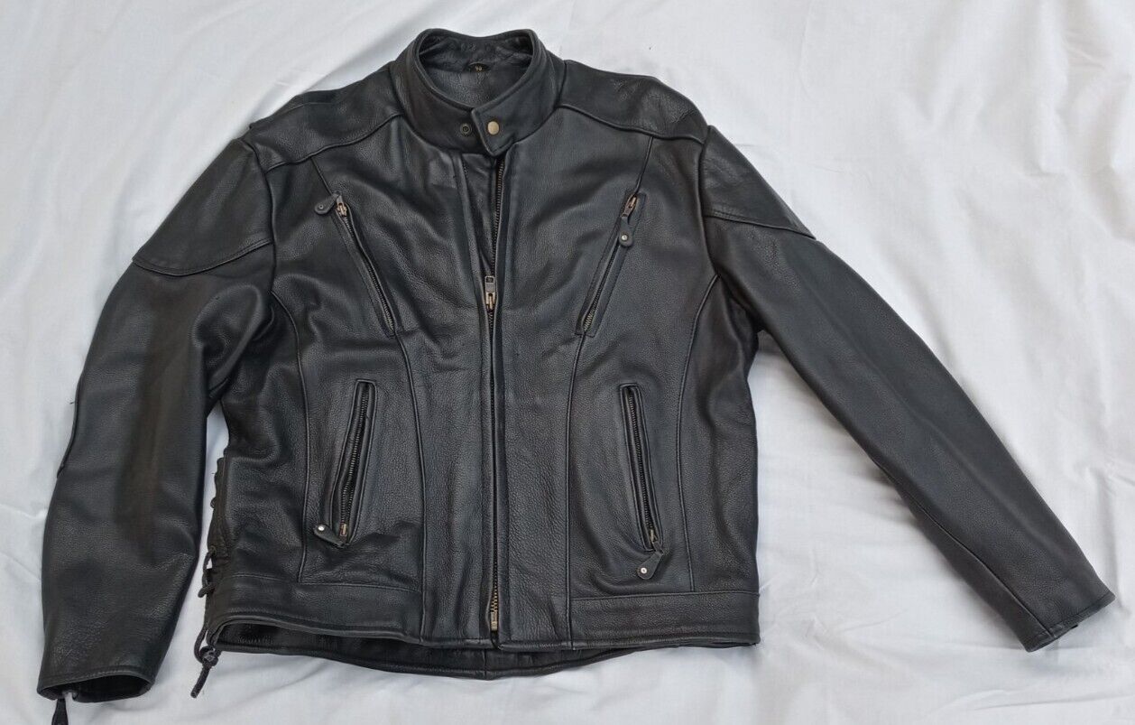 Vintage Harley Davidson Black Leather Coat 1980's Very Good Condition