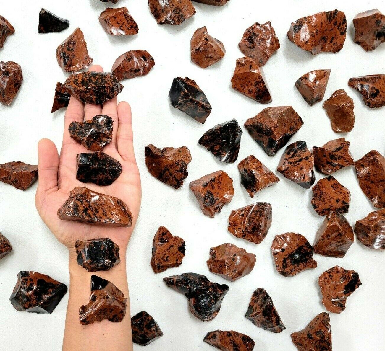 Raw Mahogany Obsidian Crystal Chunks Bulk Rough Stones Black Crystals Gemstones
