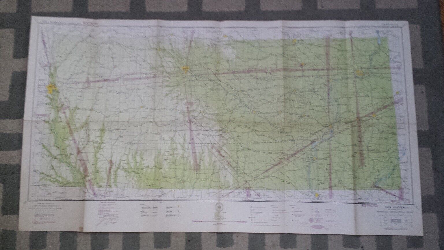 Vtg Des Moines 1944 Sectional Aeronautical Chart Map (U-6) Map Decor 44x24