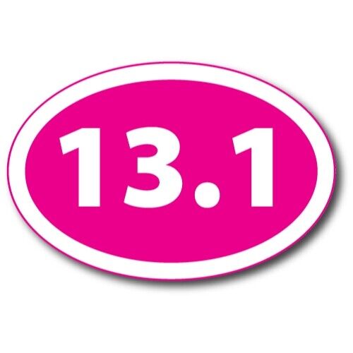 13.1 Half Marathon Inverted Pink Oval Magnet Decal, 4x6 In, Automotive Magnet