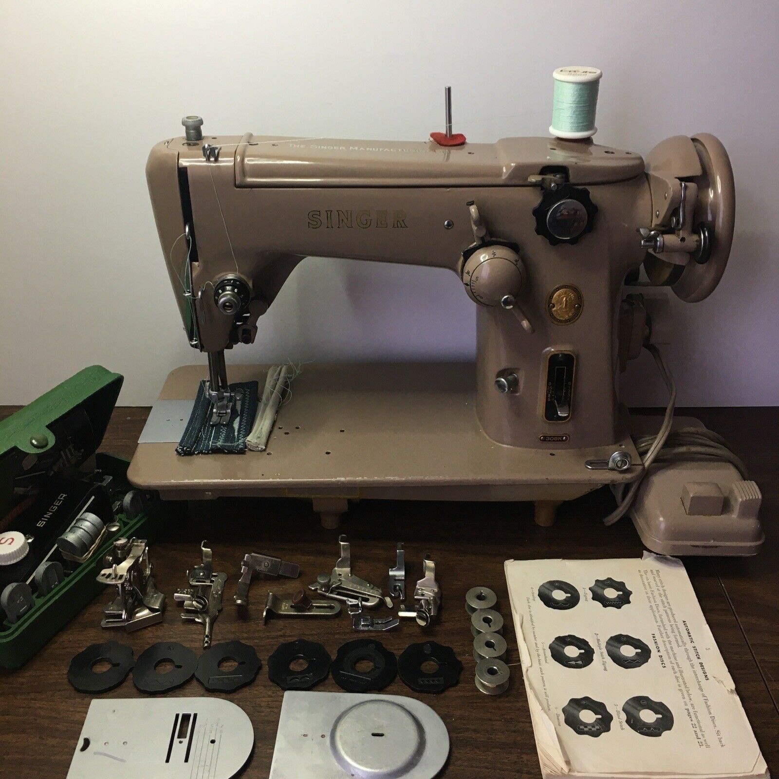 SINGER 306K Sewing Machine w\\Cams , Attachments And Buttonholer ,Sew Perfect A+