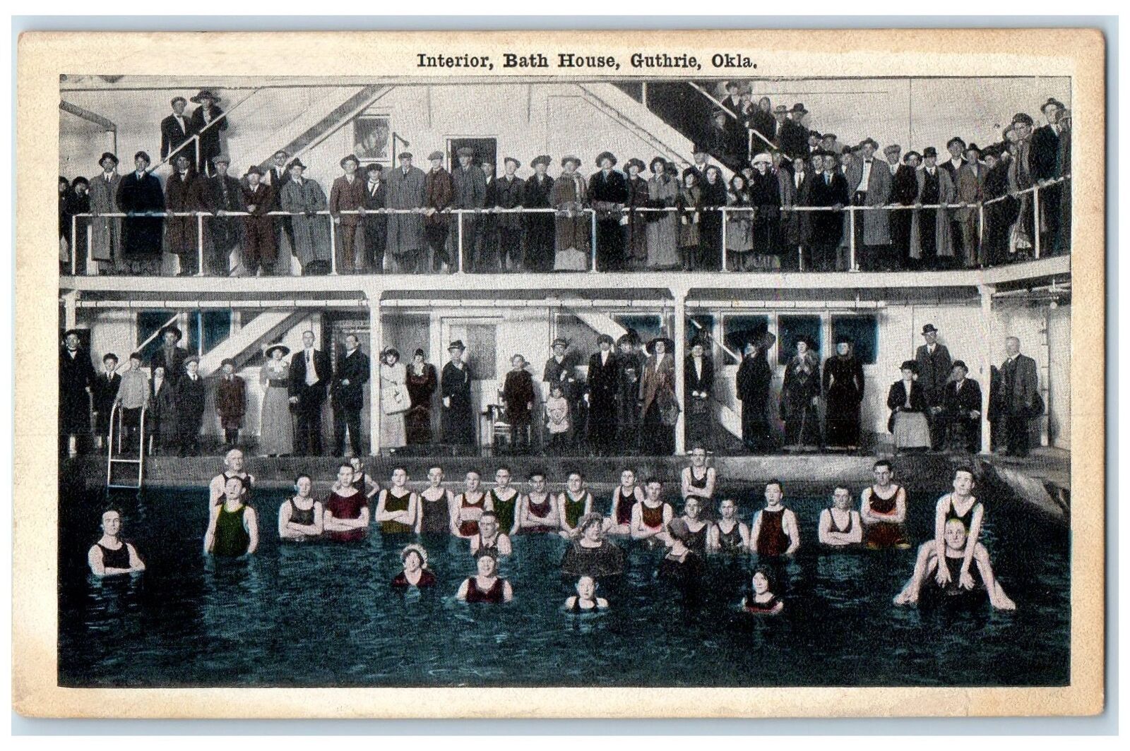 c1910\'s Interior Bath House Bathing Scene Guthrie Oklahoma OK Unposted Postcard