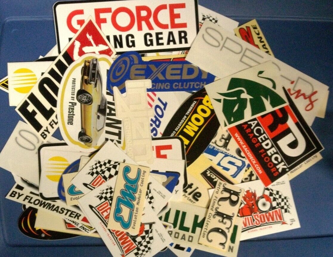 Lot Of 85 Vintage Racing/Automotive Stickers And Decals 