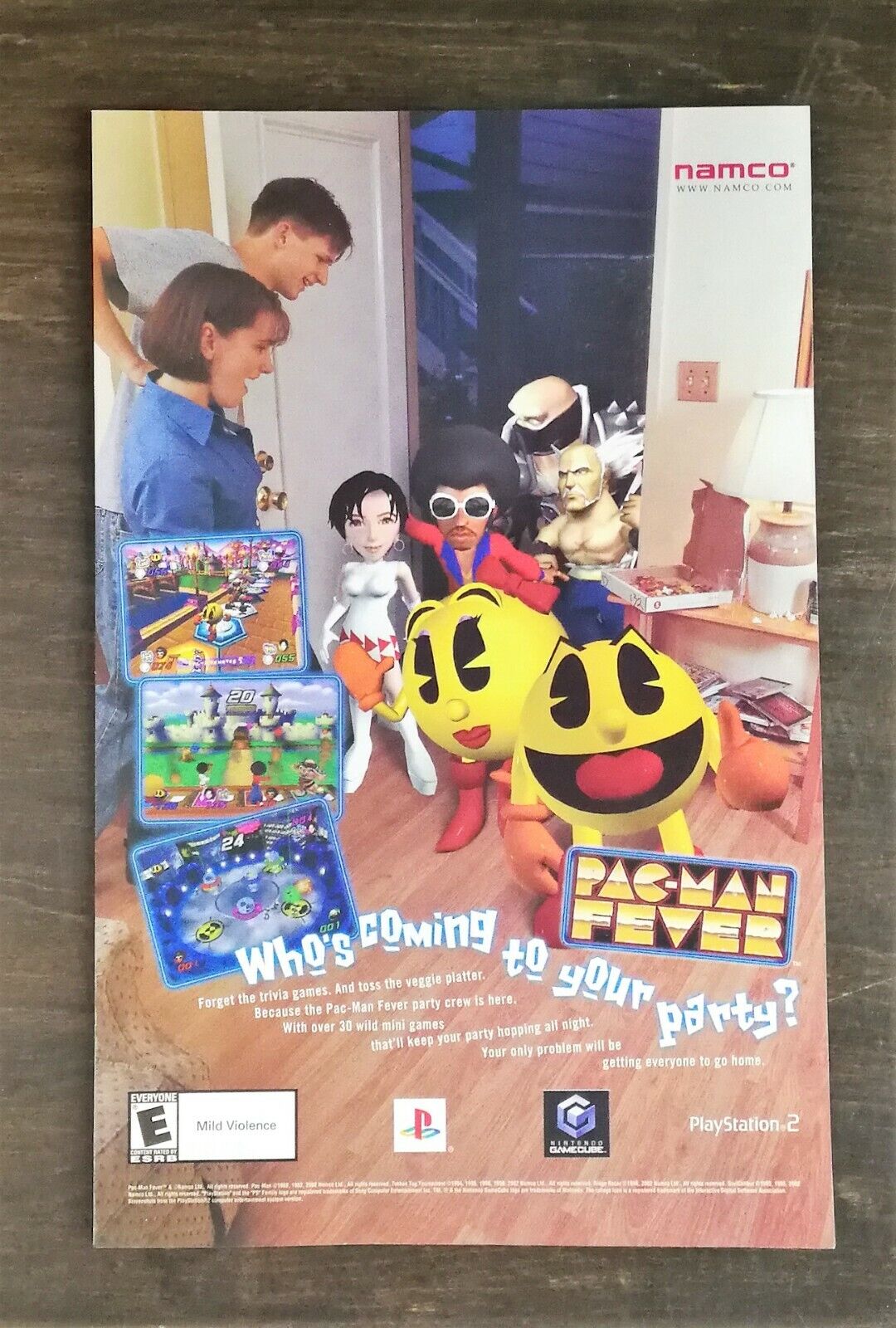 2002 Pac-Man Fever Playstation Nintendo Game Cube Full Page Original Color Ad