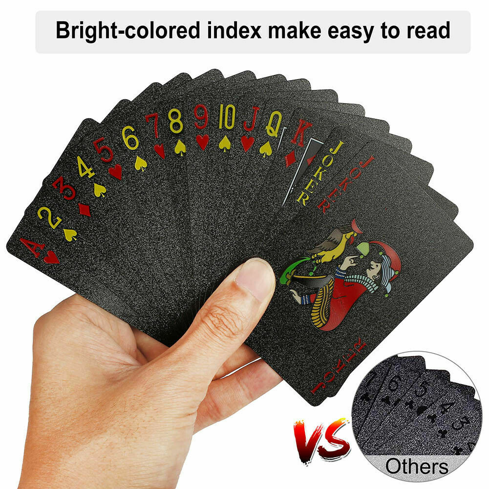 2 Decks Creative Waterproof Black Plastic PVC Poker Playing Cards Magic Game