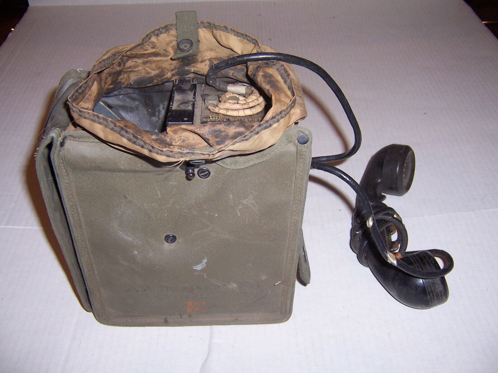 Vintage WWII MILITARY FIELD PHONE US Army Radio With Canvas Case TS-9-AL