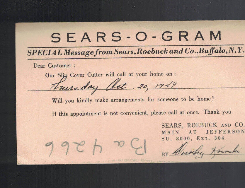 Sears-O-Gram 1949 Sears Roebuck & Co Buffalo NY Postcard