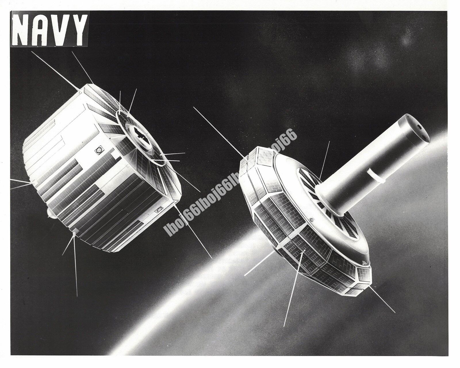 Vintage 8X10 Official US Navy Photograph 1959 Art Conception Navy Satellite
