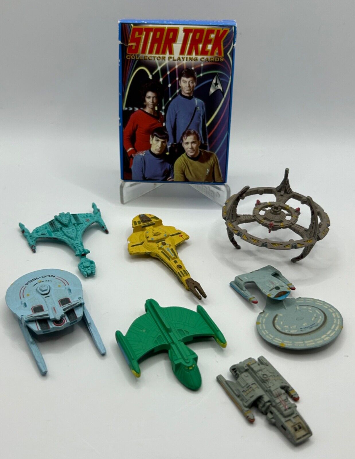 Star Trek micro machines lot 7 Space Ships & Star Trek playing deck of cards