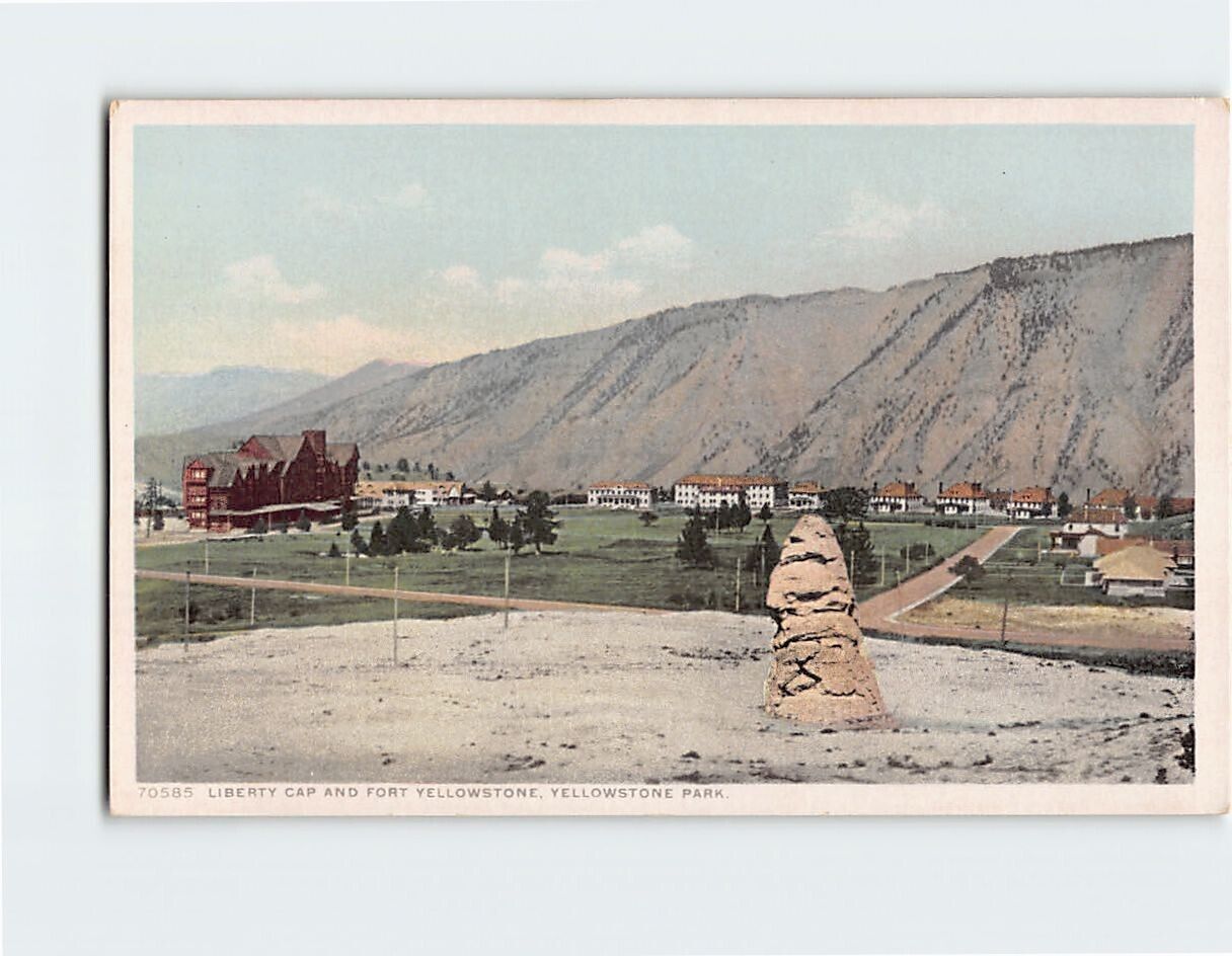 Postcard Liberty Cap and Fort Yellowstone National Park Wyoming USA