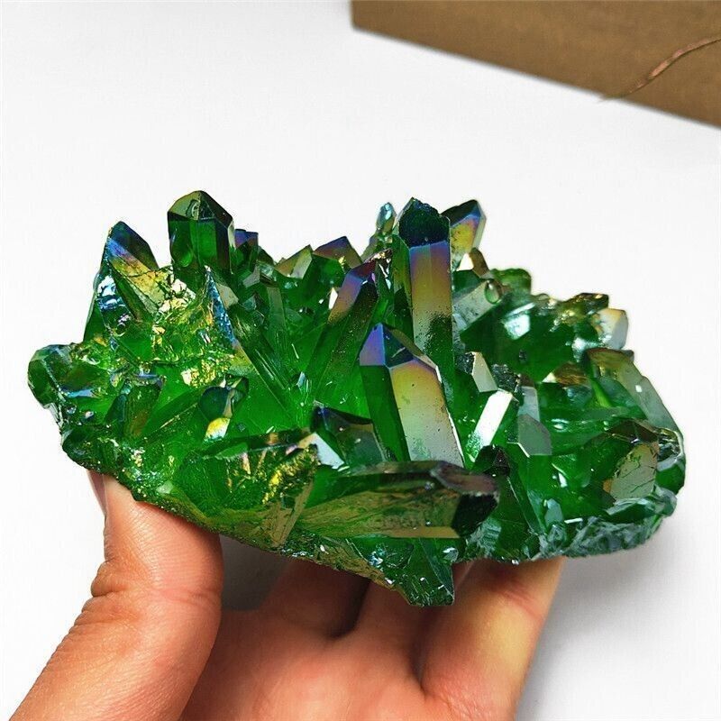 1pc 100g A+ Natural Healing Green Aura Crystal Titanium VUG Quartz Cluster Reiki