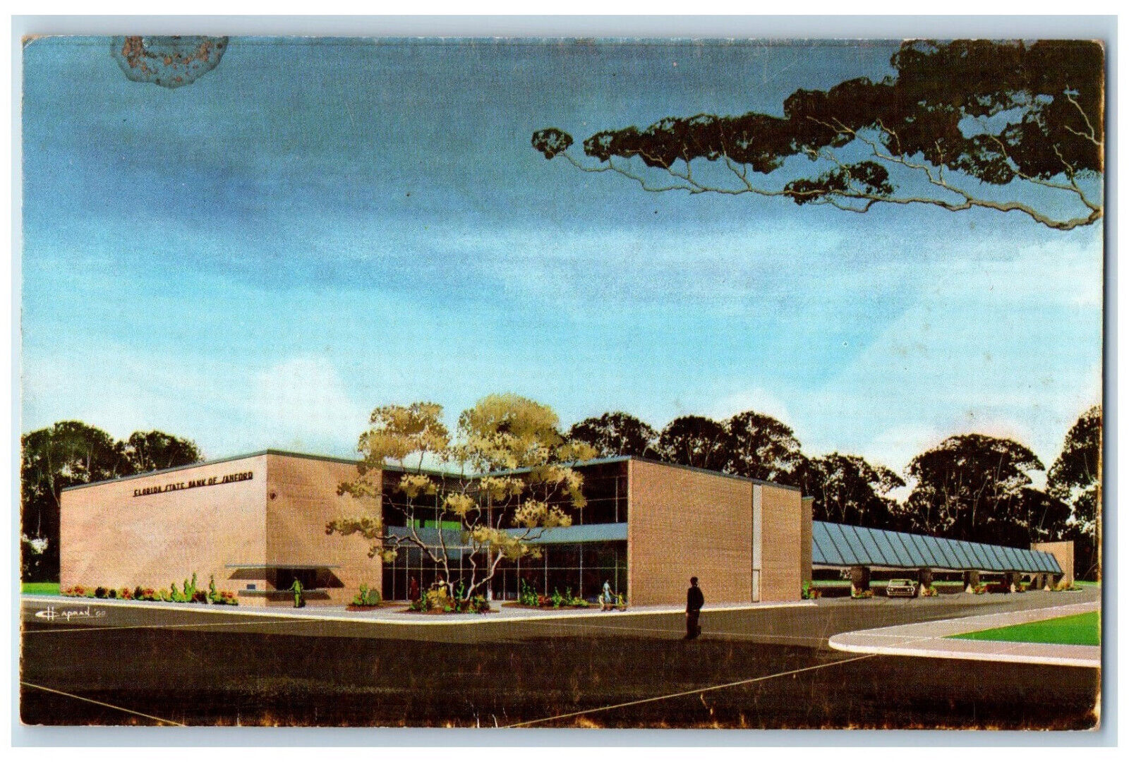 c1950's New Home of Florida State Bank of Sanford Friendly Bank FL Postcard