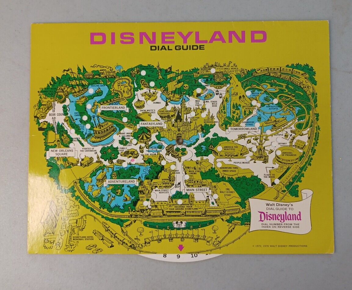 1972 Disneyland Souvenir Dial Guide-vintage, Very Good Condition