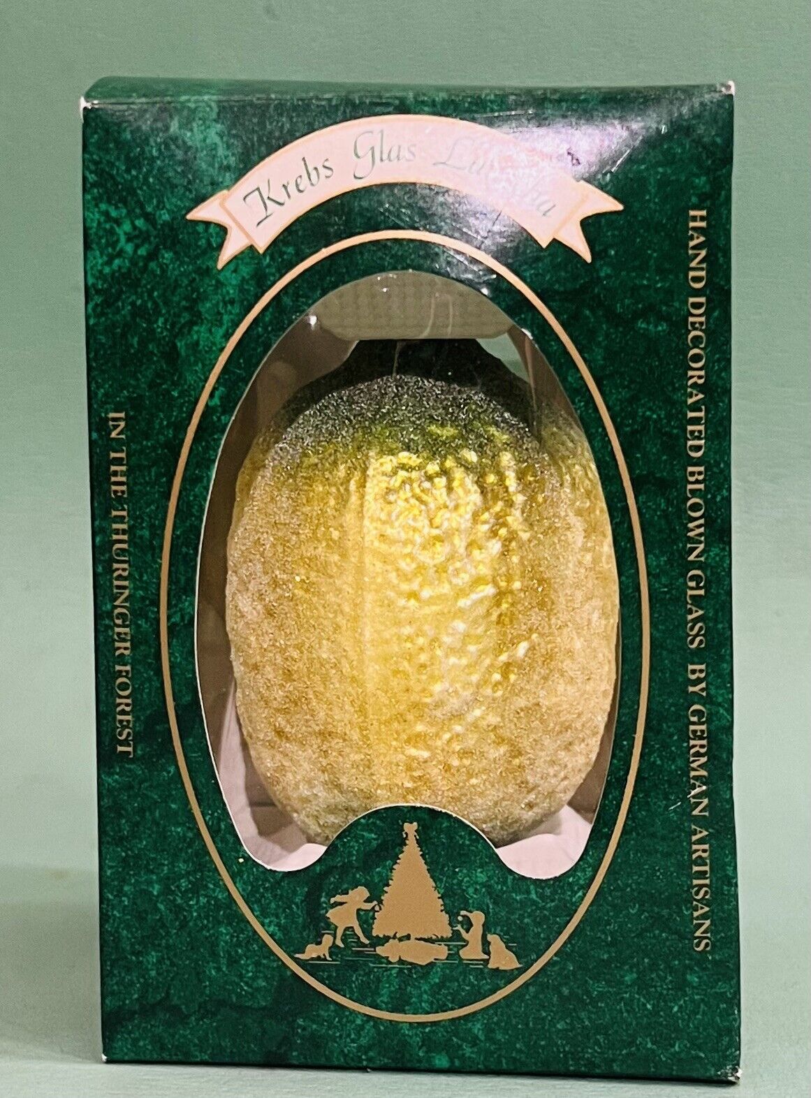 Vintage German Krebs Glas Glass Lauscha Fruit Christmas Ornaments, Lemon