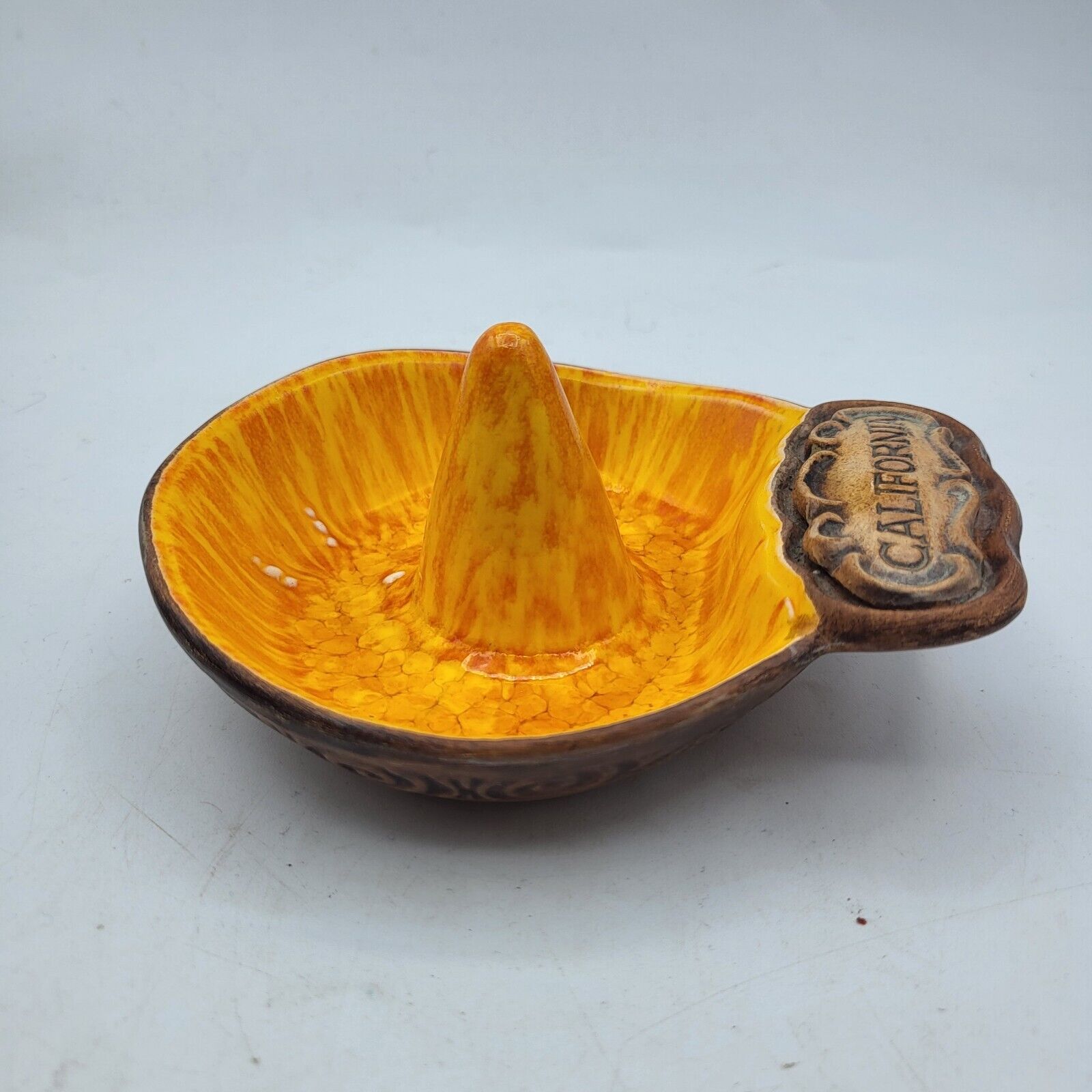 Treasure Craft Sombrero Ring Holder Jewelry Trinket Dish Orange Cali Vintage