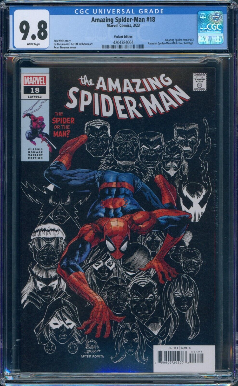 Amazing Spider-Man #18 CGC 9.8 Ryan Stegman ASM #100 1971 Homage Marvel 2023