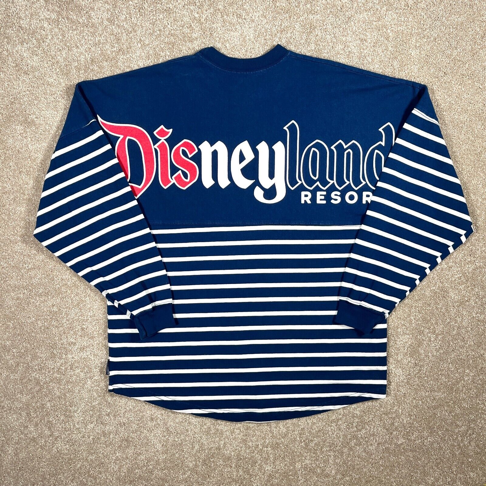 Disneyland Resort Spirit Jersey Adult Size Medium Blue/White Striped Long Sleeve