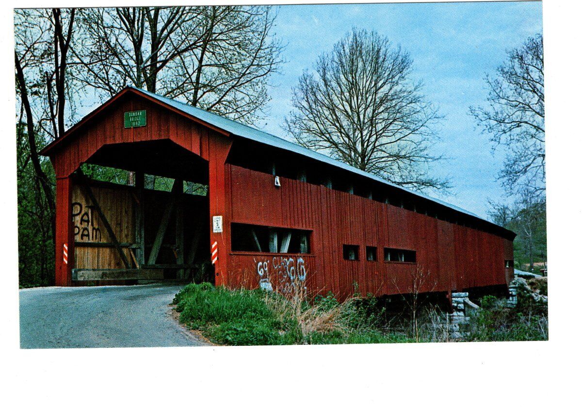Vintage Putnam County Indiana Dunbar Covered Bridge Unposted Postcard #441