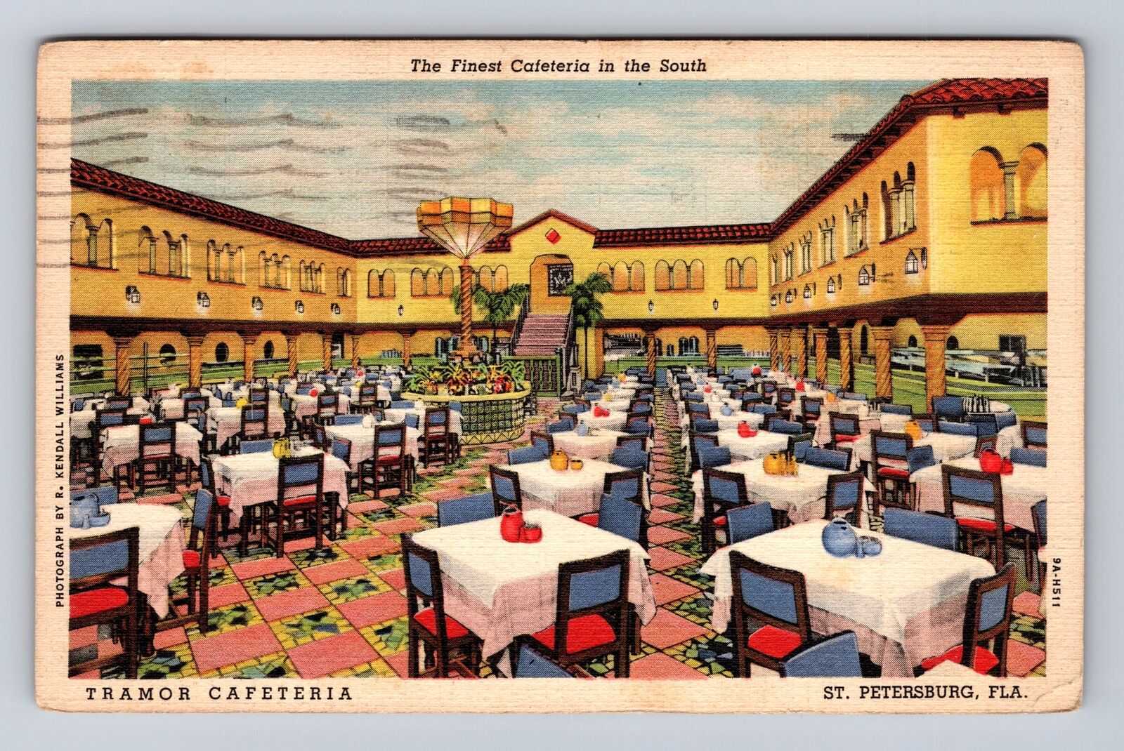St Petersburg FL-Florida, Tramor Cafeteria, Advertising, Vintage c1941 Postcard