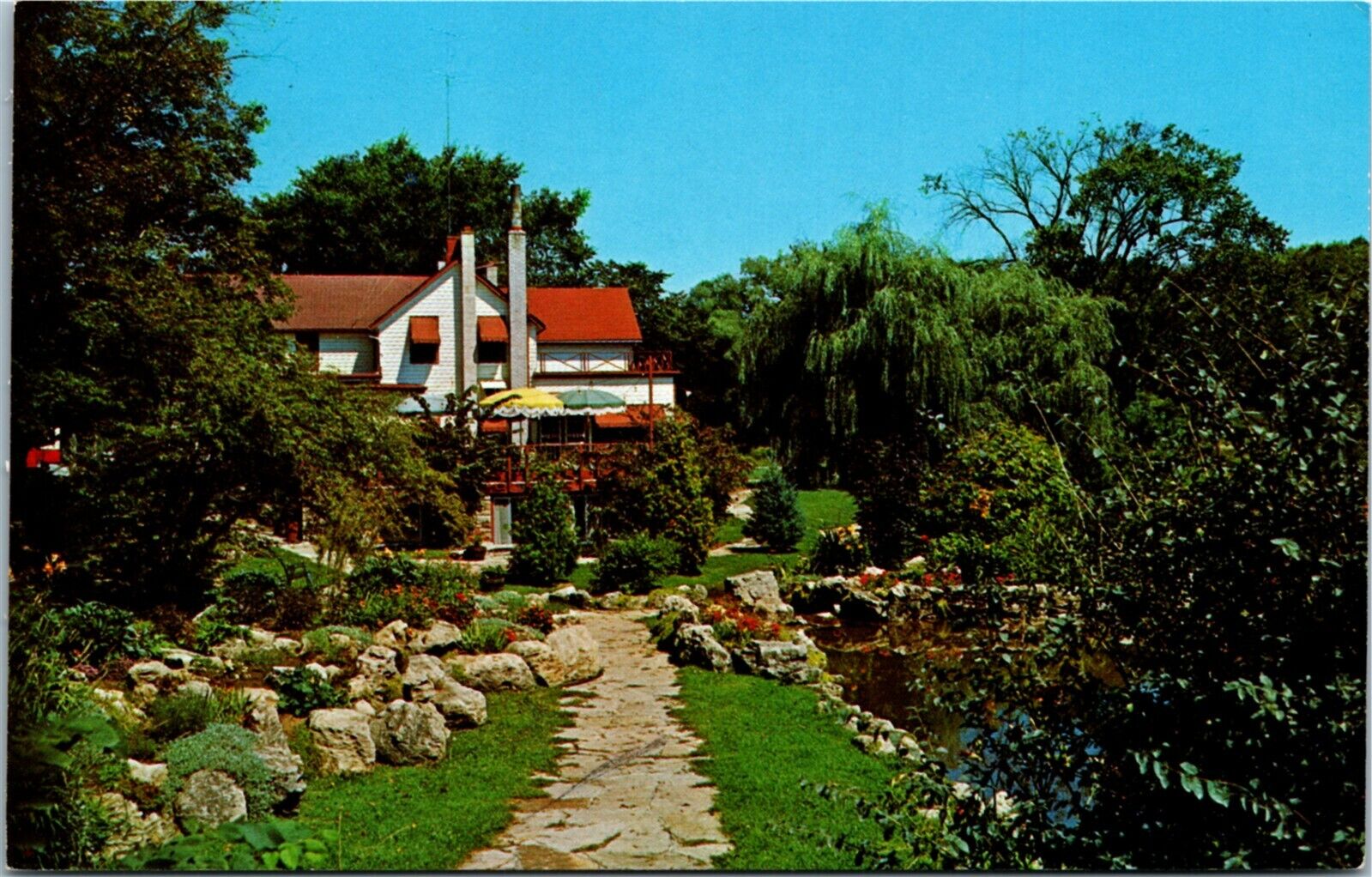 Postcard ON Terra Cotta Inn & Restaurant by Credit River Stone Path 1960s K32