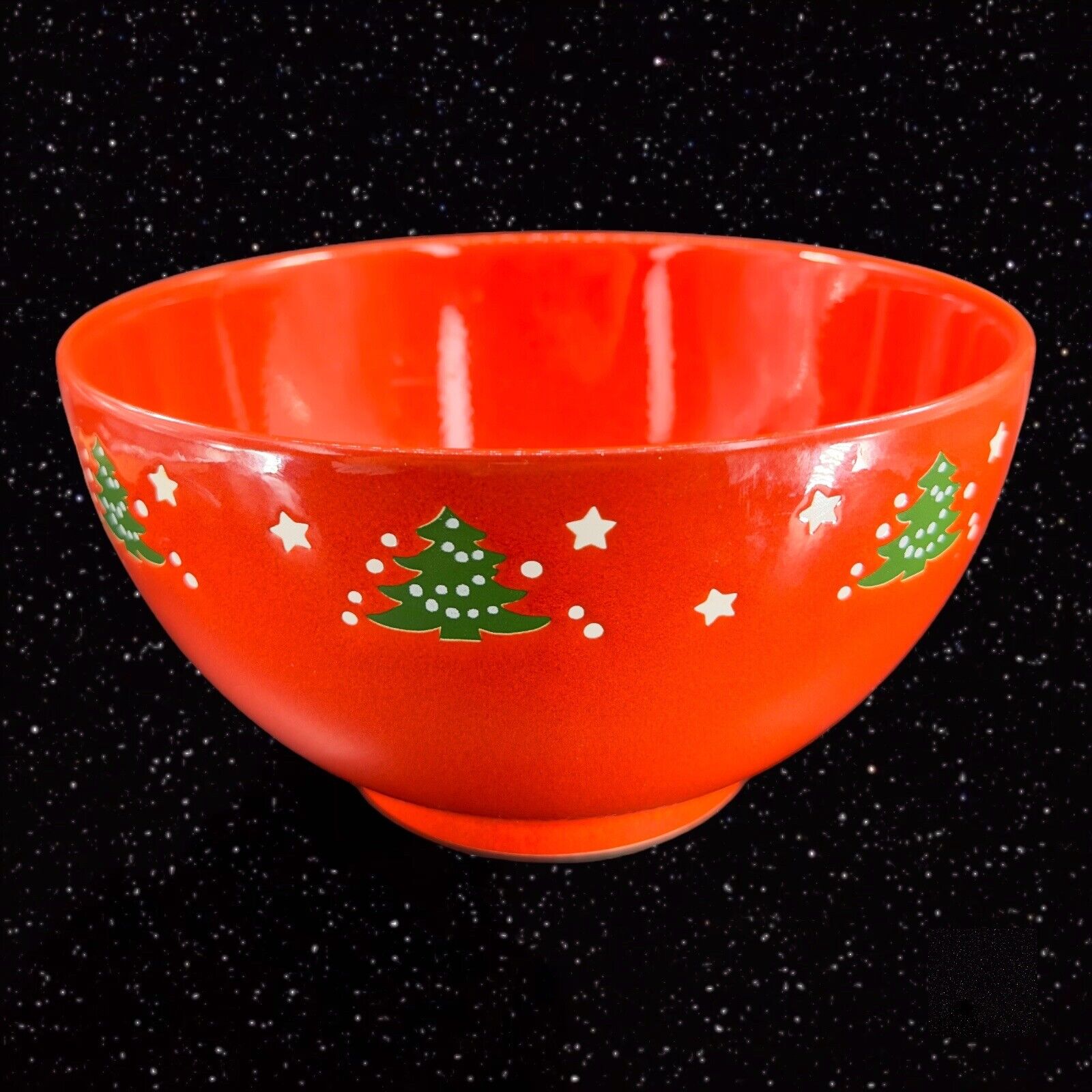VTG Waechtersbach Large Christmas Salad Bowl Ceramic Marked Germany Red Glazed