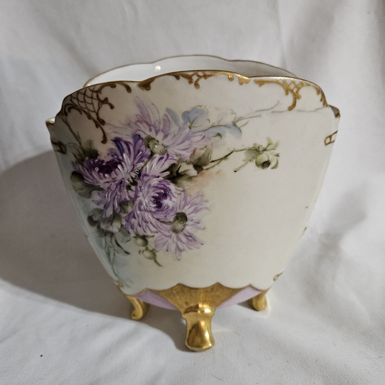 martial redon limoges Footed  Vase 1881-1896  Handpainted Porcelain France