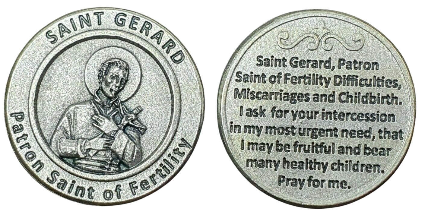 St Gerard Pregnancy Coin Prayer Pocket Token Patron of Fertility Birth Lourdes