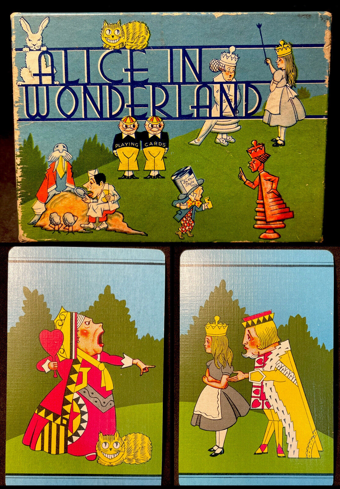c1930’s Lewis Carroll Double Deck 53+Joker Antique Playing Cards Boxed Edition