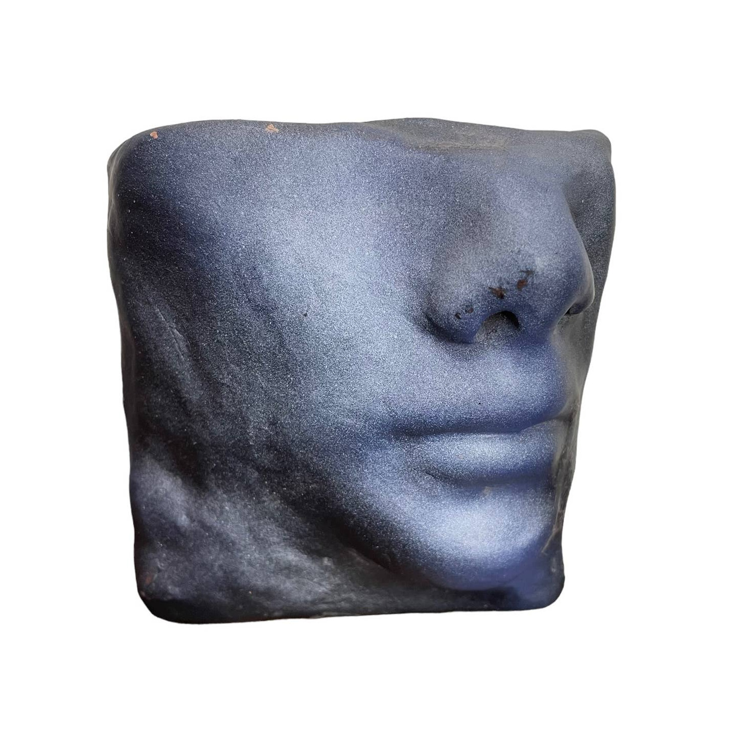 Sean Corner 3D Face Sculpture Clay Wall Art 2008 Signed Blue Gray 3.5\