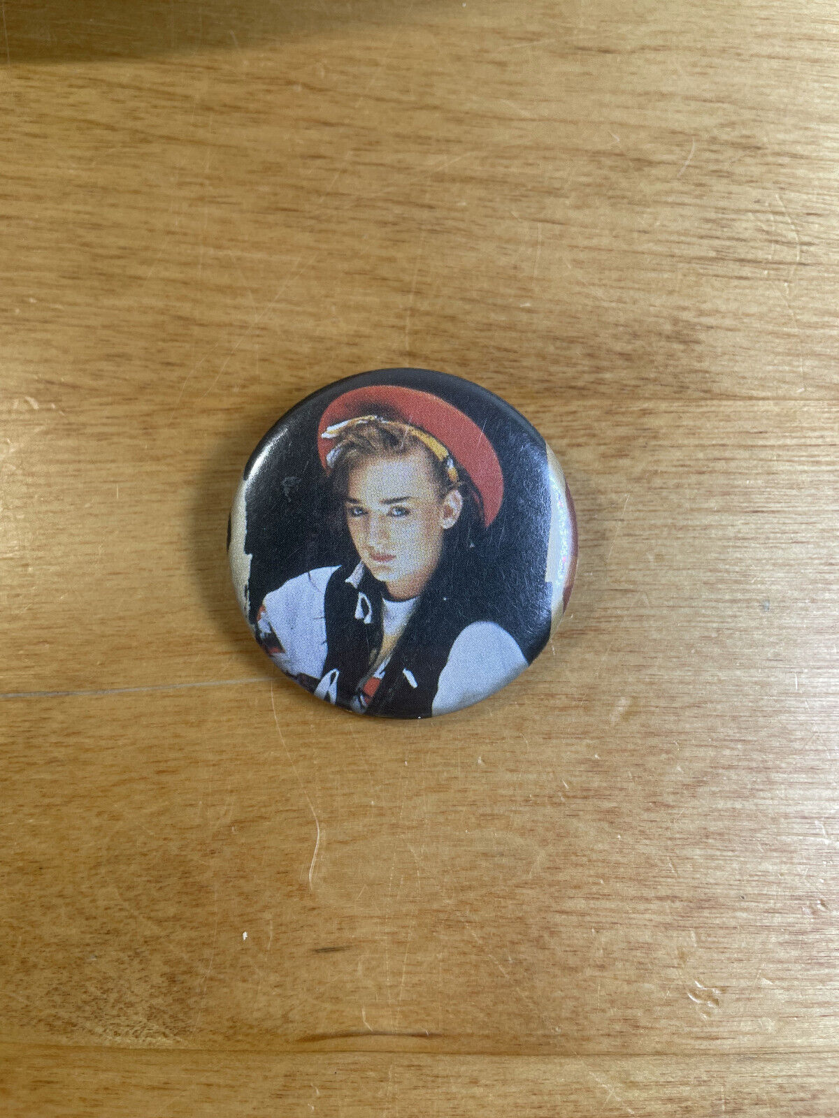 Boy George Photograph Music Pop Band Vintage Metal Pinback Pin Button