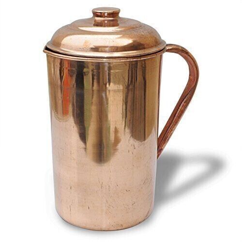 Pure Copper Smooth Water Jug/Copper Pitcher for Ayurveda Health Benefit 100% NEW