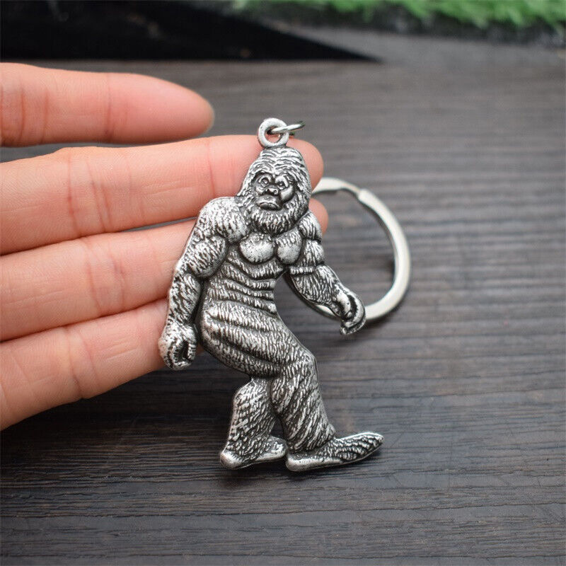 Bigfoot Key Chain, Sasquatch Figurine Key Ring, Cool UFO EDC Keychain, Apes Yeti