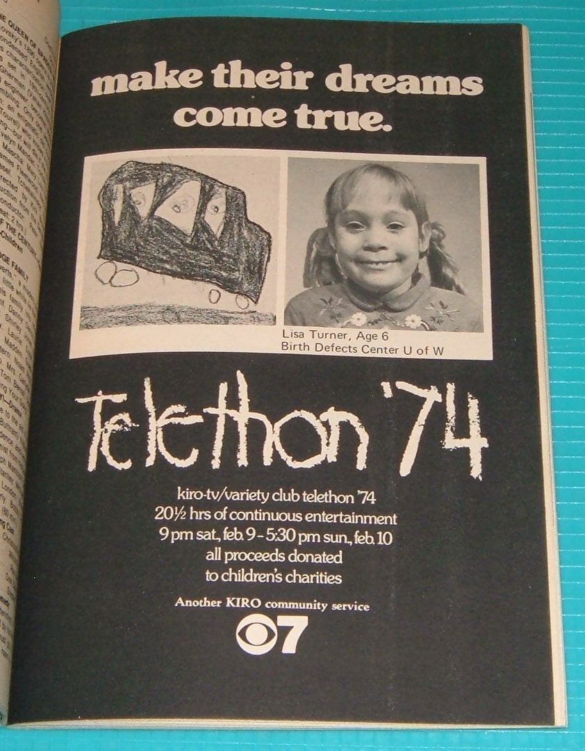 1974 TV AD~LISA TURNER BIRTH DEFECTS CENTER U of W KIRO VARIETY TELETHON