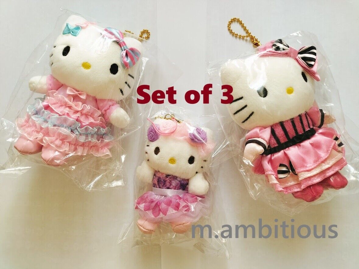Sanrio Hello Kitty Plush Ball Chain Lady Kitty House Set of 3