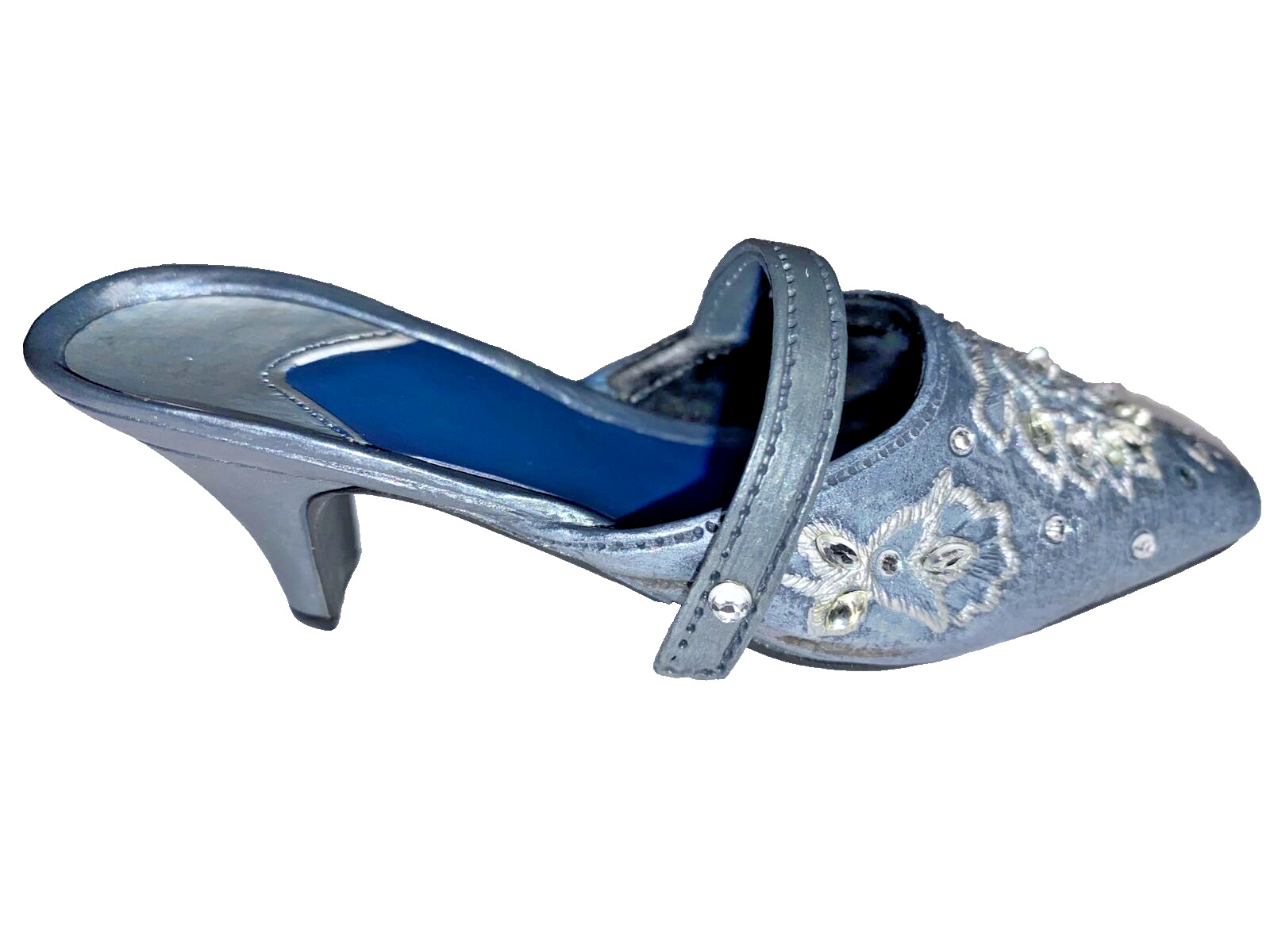 1999 Just the Right shoe Shimmering Night Blue Gray jeweled heeled 4”shoe Raines