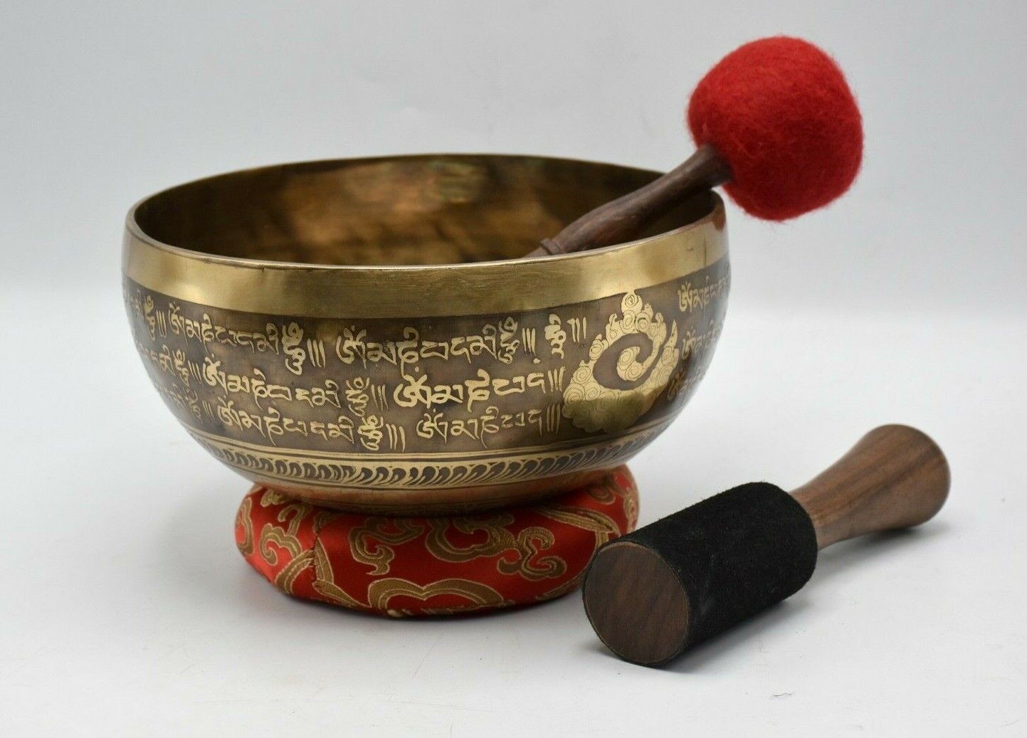 9 inches mantra carved singing bowl - Nepalese Sound Healing Meditation Bowls 
