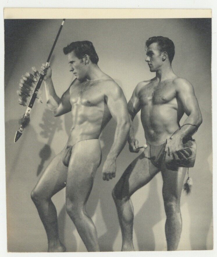 Bruce Of LA 1950 Beefcake Duo w/Spear Vintage Bruce Bellas Gay Physique Q8182