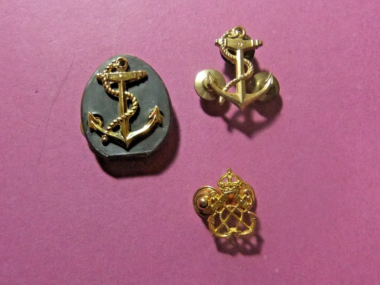 3 Canada Military NAVY ANCHOR Pins, New, Gold Color