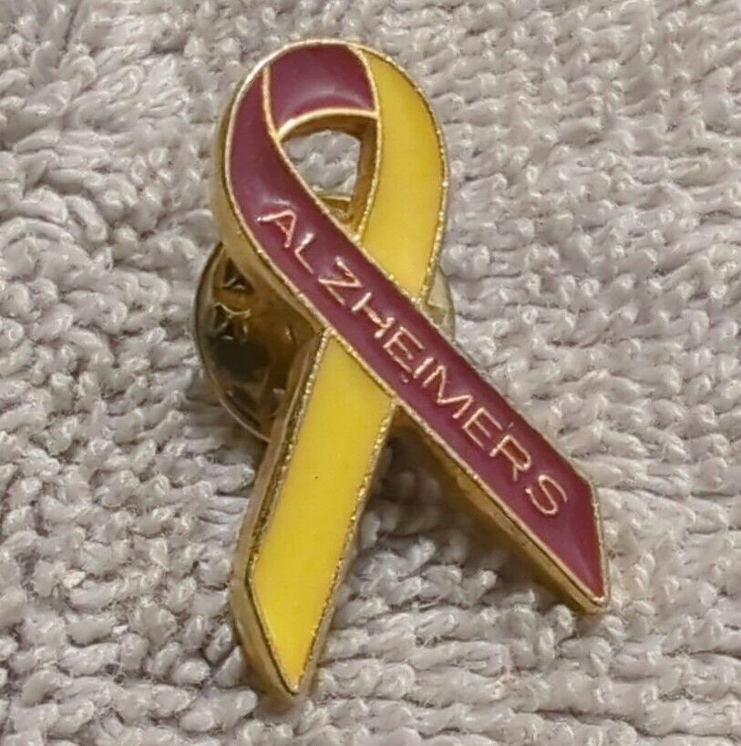 Alzheimers Awareness Lapel Pin ~ Purple & Yellow ~ Hat Pin ~ Tie Pin Pre-Owned