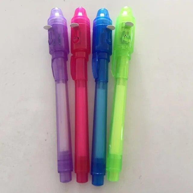 4pcs/lot Luminous Light Pen Magic Purple 2 in 1 Uv Black Light Combo Drawing