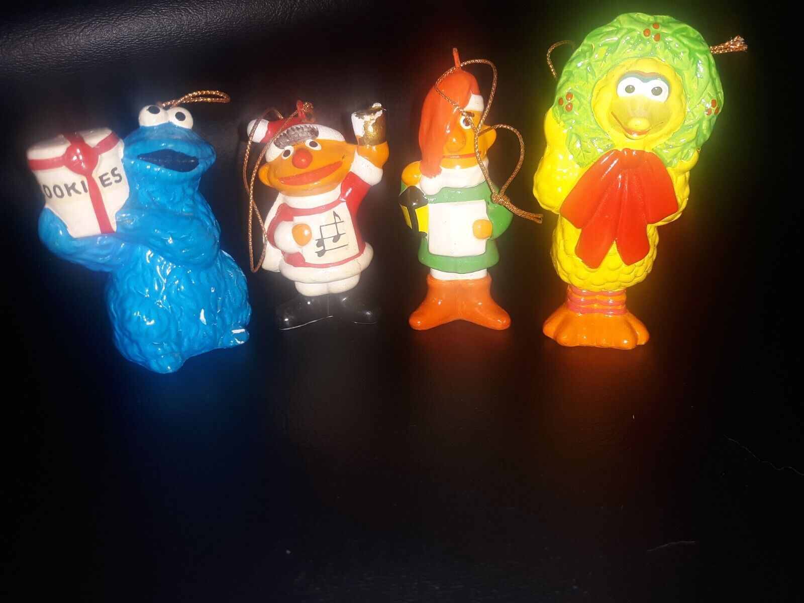 Vtg 1980 SESAME STREET Muppets Bert Ernie Cookie Big Bird Christmas Ornaments